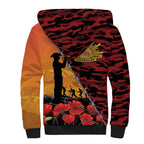 ANZAC Lest We Forget Sherpa Hoodie Australian Army Poppy Tribute