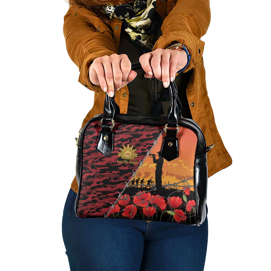 ANZAC Lest We Forget Shoulder Handbag Australian Army Poppy Tribute
