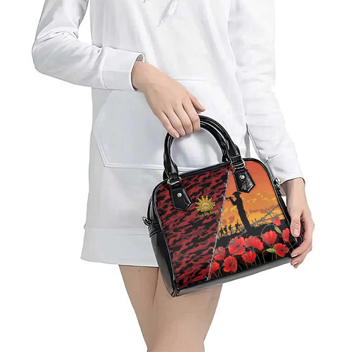 ANZAC Lest We Forget Shoulder Handbag Australian Army Poppy Tribute