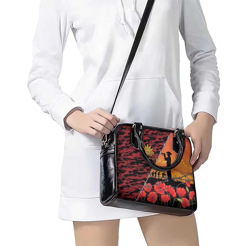 ANZAC Lest We Forget Shoulder Handbag Australian Army Poppy Tribute