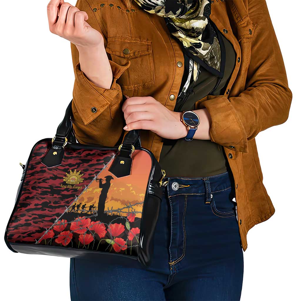 ANZAC Lest We Forget Shoulder Handbag Australian Army Poppy Tribute