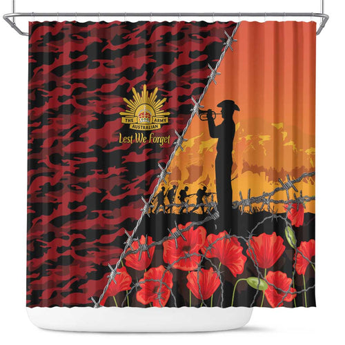 ANZAC Lest We Forget Shower Curtain Australian Army Poppy Tribute