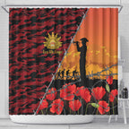 ANZAC Lest We Forget Shower Curtain Australian Army Poppy Tribute