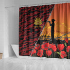 ANZAC Lest We Forget Shower Curtain Australian Army Poppy Tribute