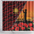 ANZAC Lest We Forget Shower Curtain Australian Army Poppy Tribute