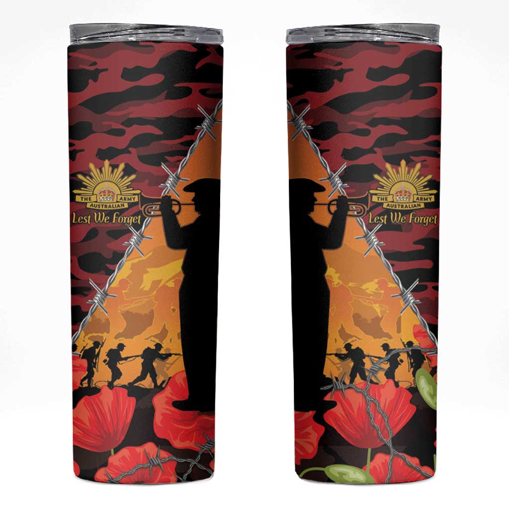 ANZAC Lest We Forget Skinny Tumbler Australian Army Poppy Tribute