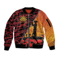 ANZAC Lest We Forget Sleeve Zip Bomber Jacket Australian Army Poppy Tribute