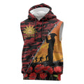 ANZAC Lest We Forget Sleeveless Hoodie Australian Army Poppy Tribute