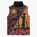 ANZAC Lest We Forget Sleeveless Puffer Jacket Australian Army Poppy Tribute