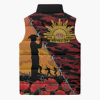 ANZAC Lest We Forget Sleeveless Puffer Jacket Australian Army Poppy Tribute