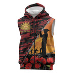 ANZAC Lest We Forget Sleeveless Zip Hoodie Australian Army Poppy Tribute