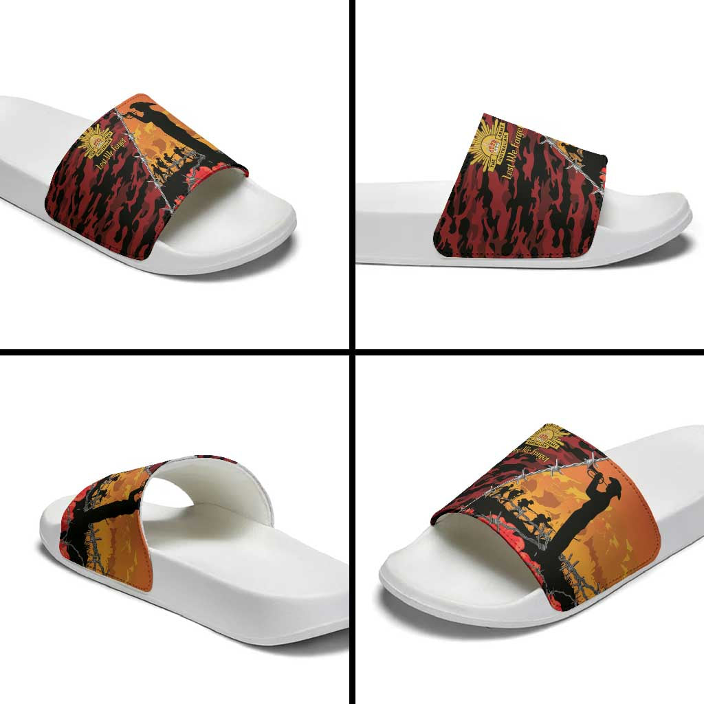 ANZAC Lest We Forget Slide Sandals Australian Army Poppy Tribute