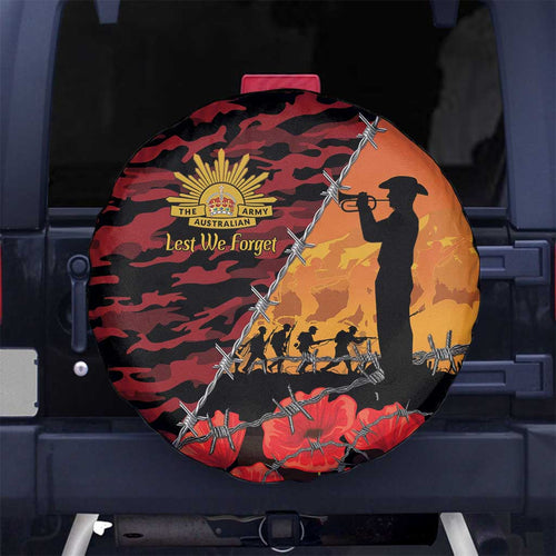 ANZAC Lest We Forget Spare Tire Cover Australian Army Poppy Tribute