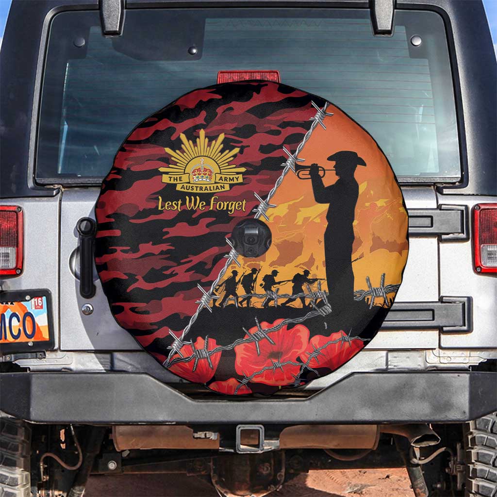 ANZAC Lest We Forget Spare Tire Cover Australian Army Poppy Tribute