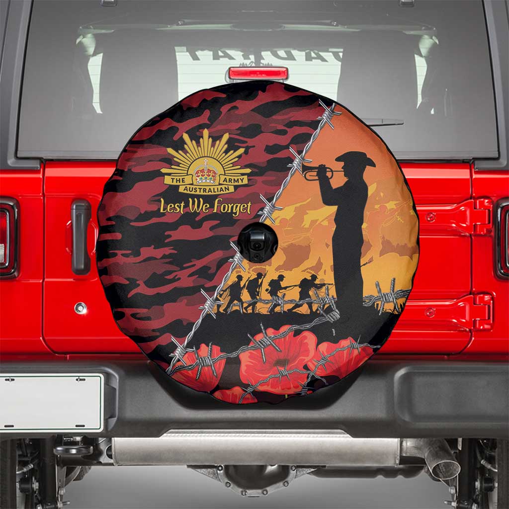 ANZAC Lest We Forget Spare Tire Cover Australian Army Poppy Tribute