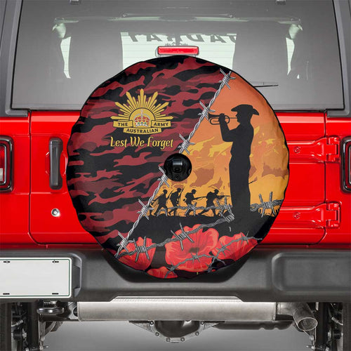 ANZAC Lest We Forget Spare Tire Cover Australian Army Poppy Tribute