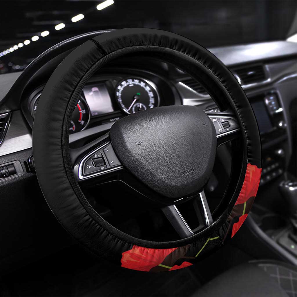 ANZAC Lest We Forget Steering Wheel Cover Australian Army Poppy Tribute