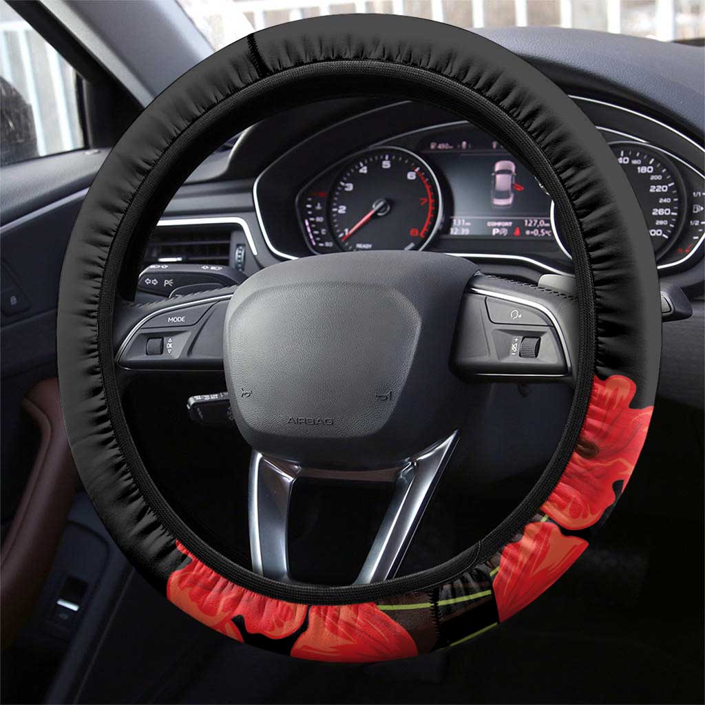 ANZAC Lest We Forget Steering Wheel Cover Australian Army Poppy Tribute
