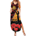 ANZAC Lest We Forget Summer Maxi Dress Australian Army Poppy Tribute