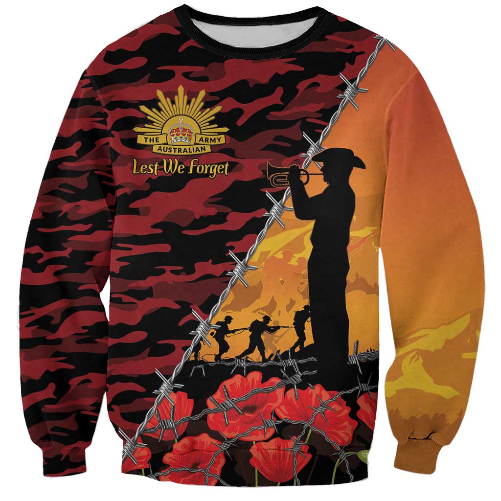 ANZAC Lest We Forget Sweatshirt Australian Army Poppy Tribute