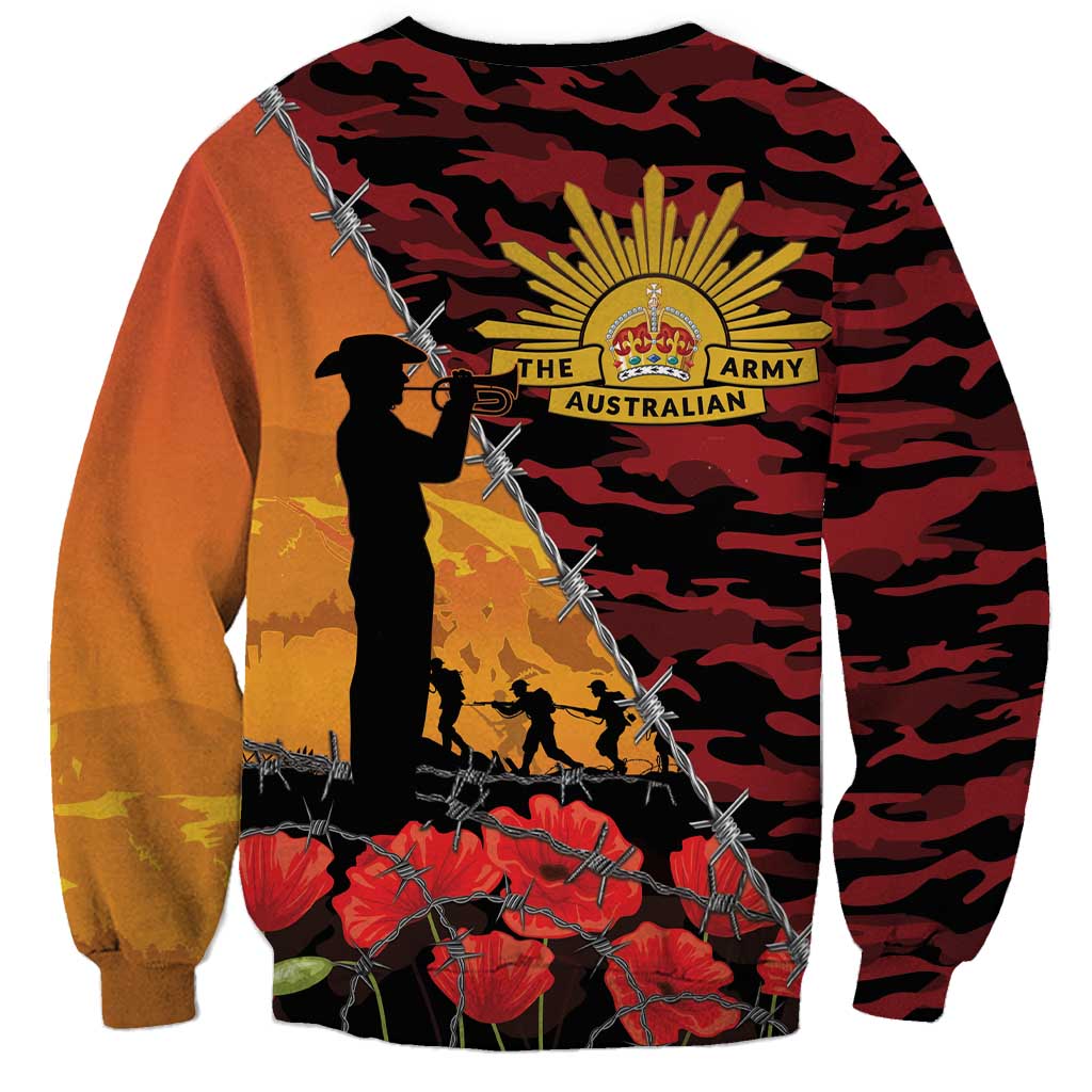 ANZAC Lest We Forget Sweatshirt Australian Army Poppy Tribute