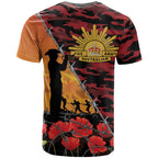 ANZAC Lest We Forget T Shirt Australian Army Poppy Tribute