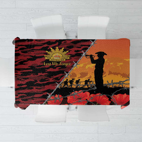 ANZAC Lest We Forget Tablecloth Australian Army Poppy Tribute
