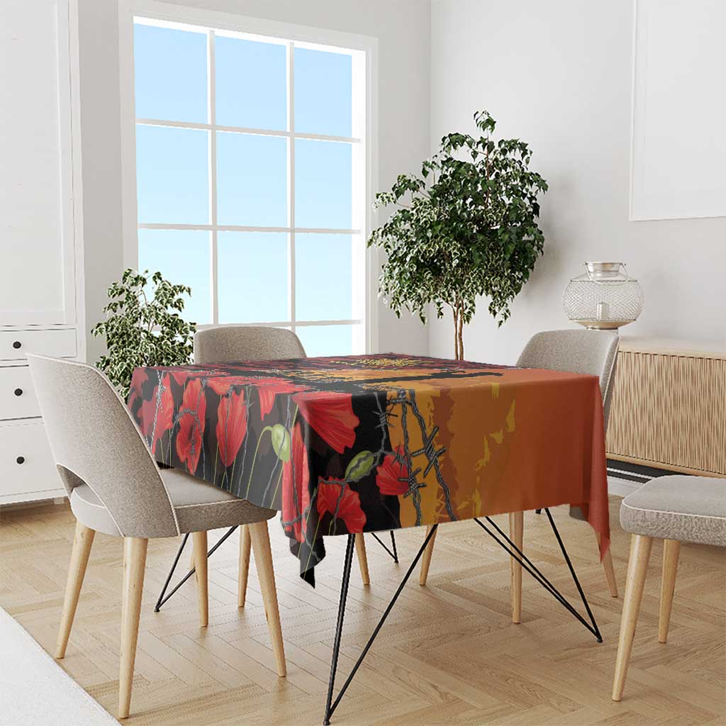 ANZAC Lest We Forget Tablecloth Australian Army Poppy Tribute