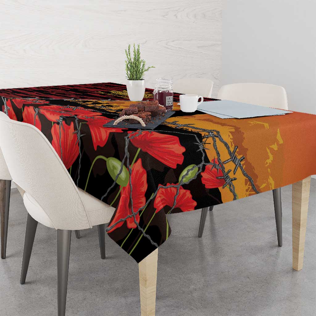 ANZAC Lest We Forget Tablecloth Australian Army Poppy Tribute