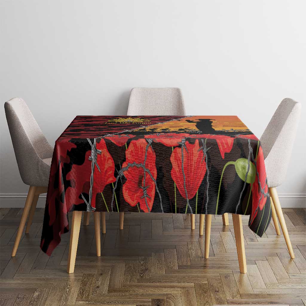 ANZAC Lest We Forget Tablecloth Australian Army Poppy Tribute