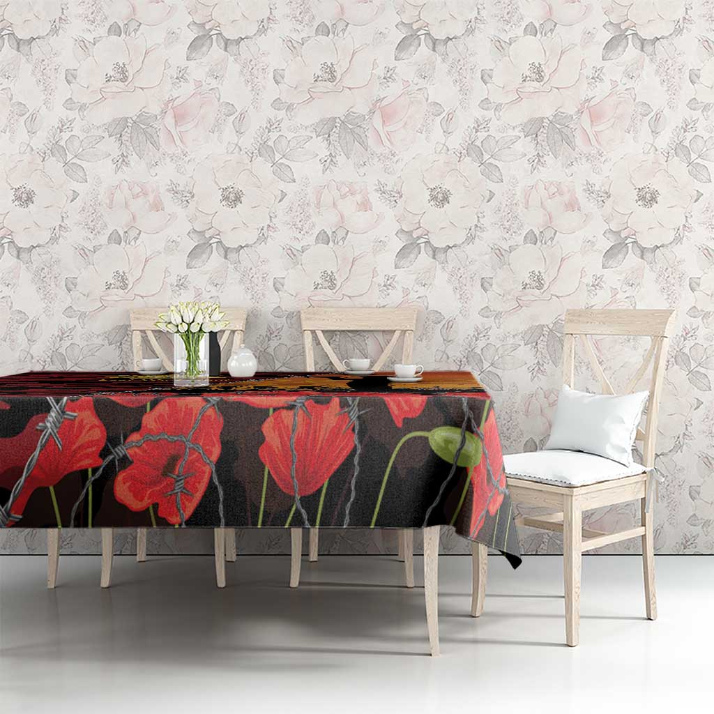 ANZAC Lest We Forget Tablecloth Australian Army Poppy Tribute