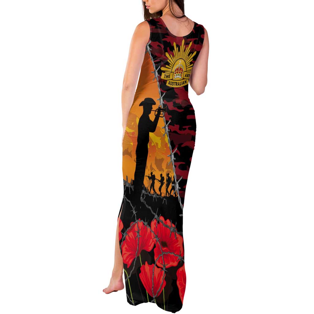 ANZAC Lest We Forget Tank Maxi Dress Australian Army Poppy Tribute