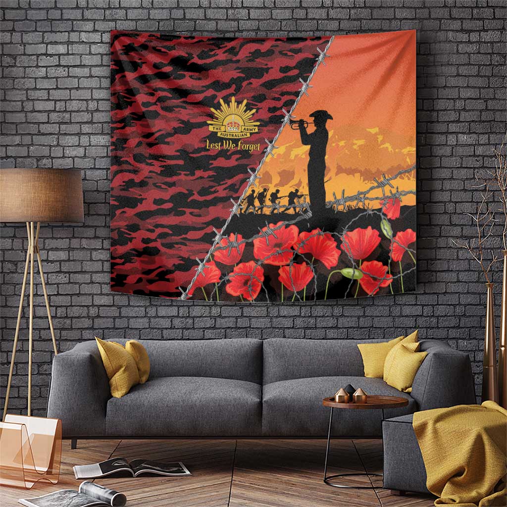 ANZAC Lest We Forget Tapestry Australian Army Poppy Tribute