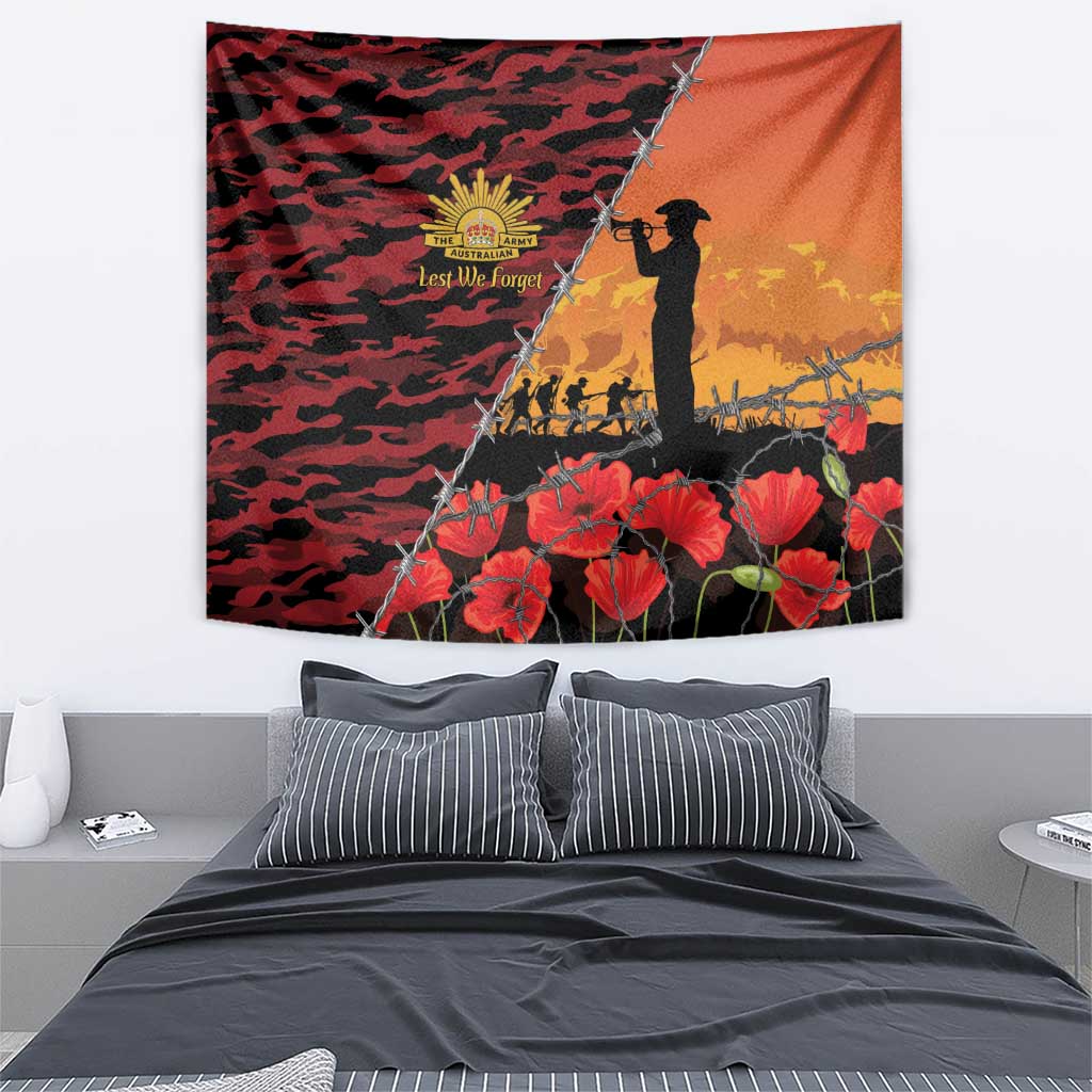 ANZAC Lest We Forget Tapestry Australian Army Poppy Tribute