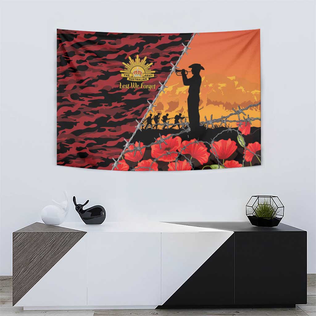 ANZAC Lest We Forget Tapestry Australian Army Poppy Tribute