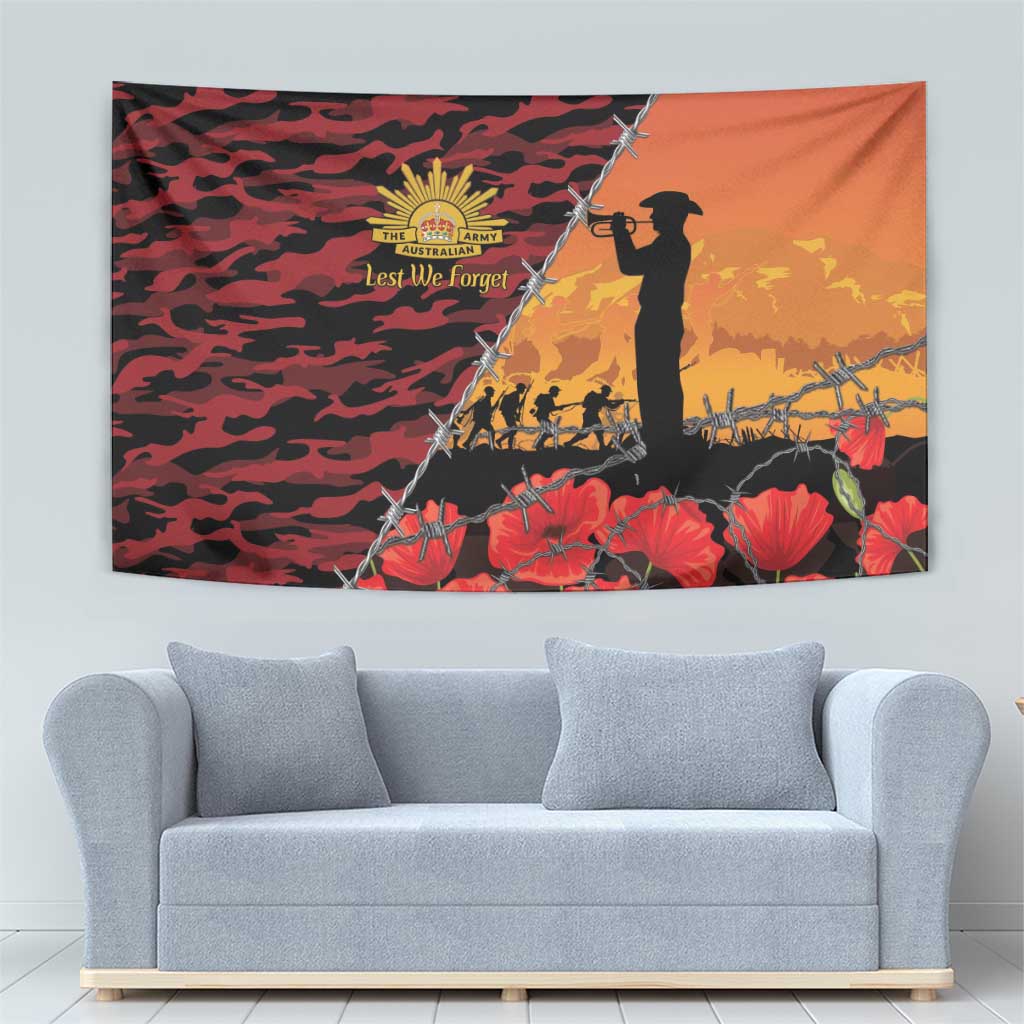 ANZAC Lest We Forget Tapestry Australian Army Poppy Tribute