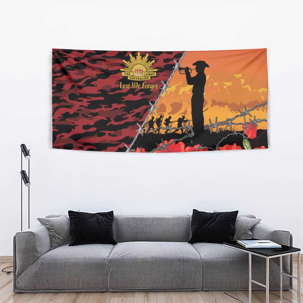 ANZAC Lest We Forget Tapestry Australian Army Poppy Tribute
