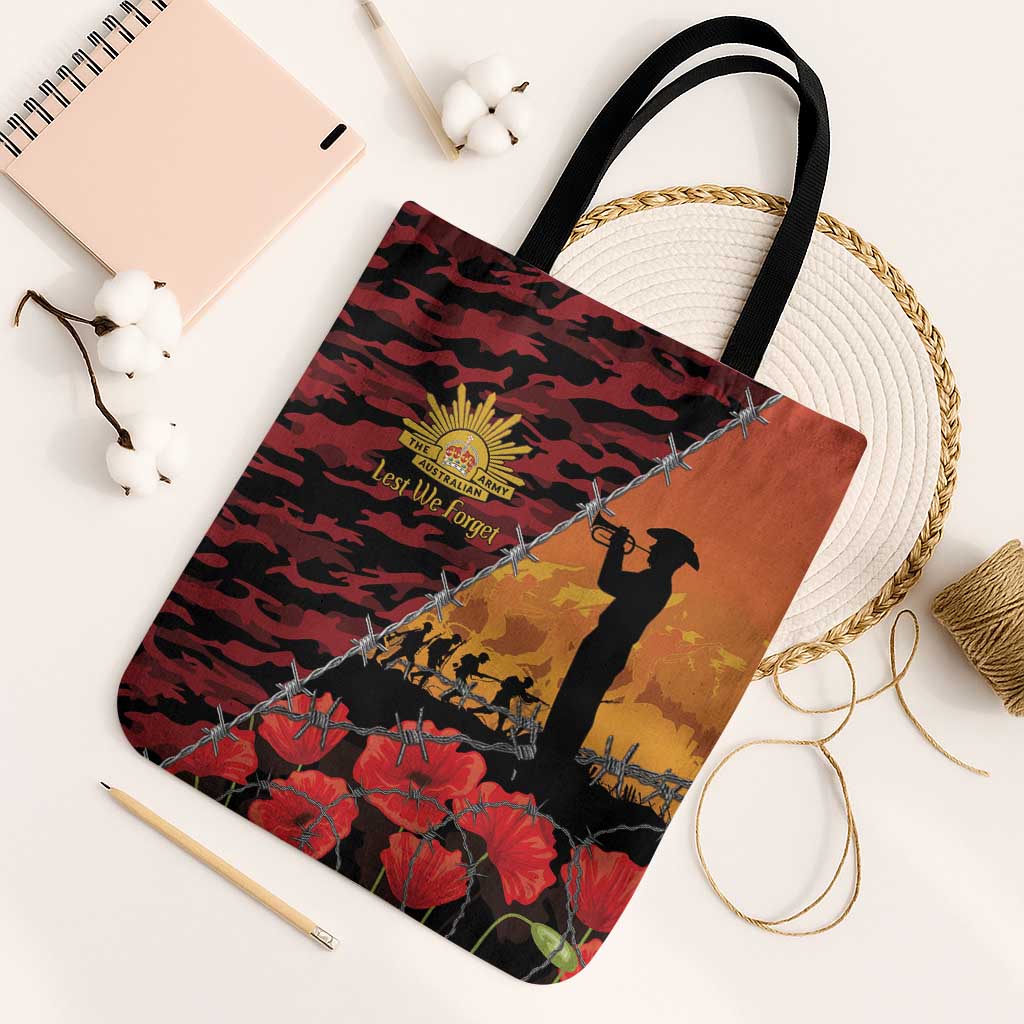 ANZAC Lest We Forget Tote Bag Australian Army Poppy Tribute