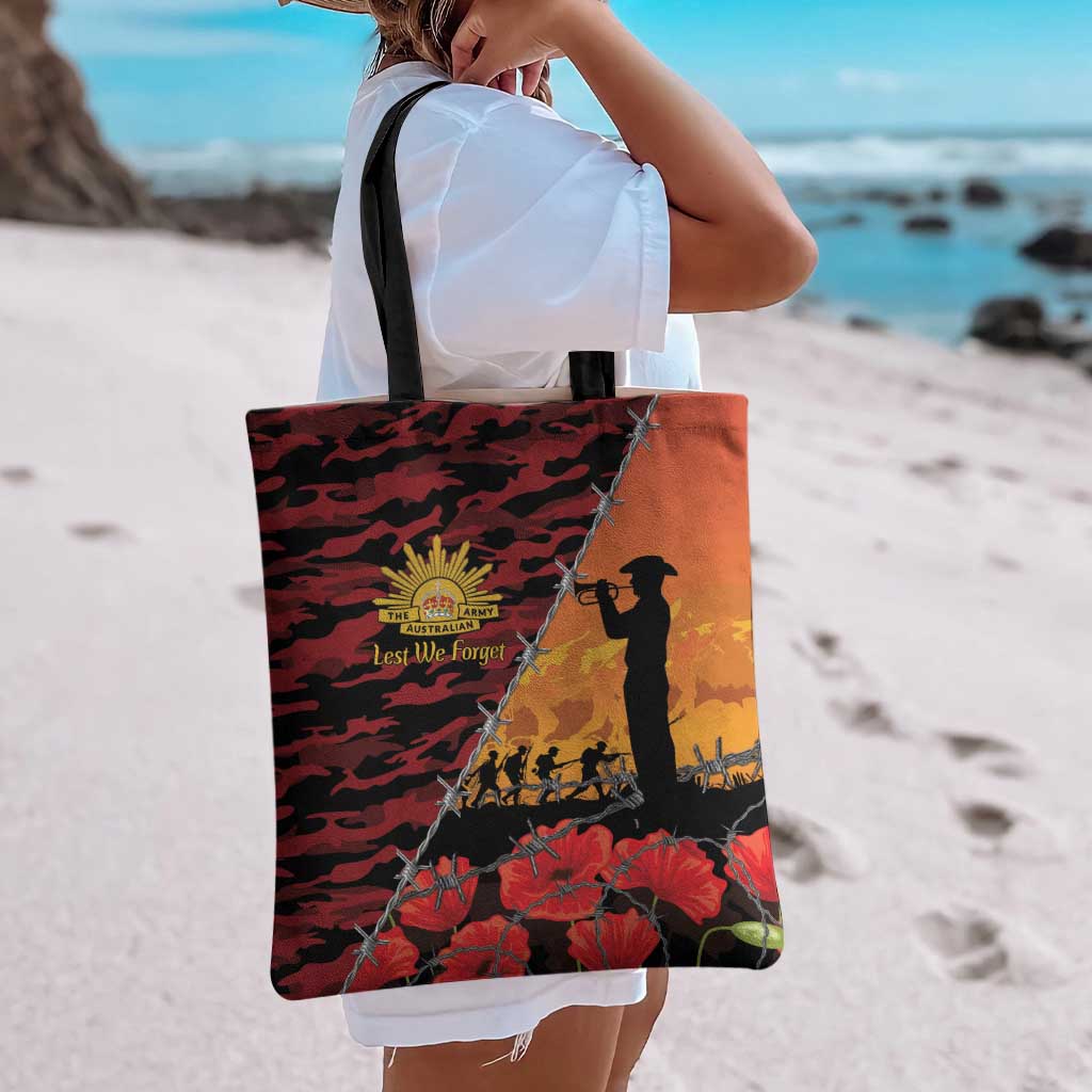 ANZAC Lest We Forget Tote Bag Australian Army Poppy Tribute