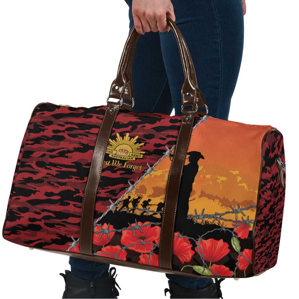 ANZAC Lest We Forget Travel Bag Australian Army Poppy Tribute