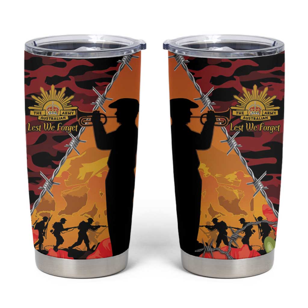 ANZAC Lest We Forget Tumbler Cup Australian Army Poppy Tribute