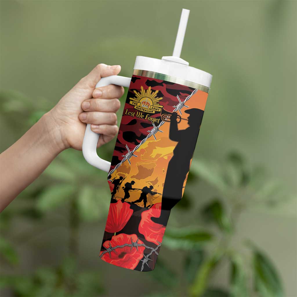 ANZAC Lest We Forget Tumbler With Handle Australian Army Poppy Tribute