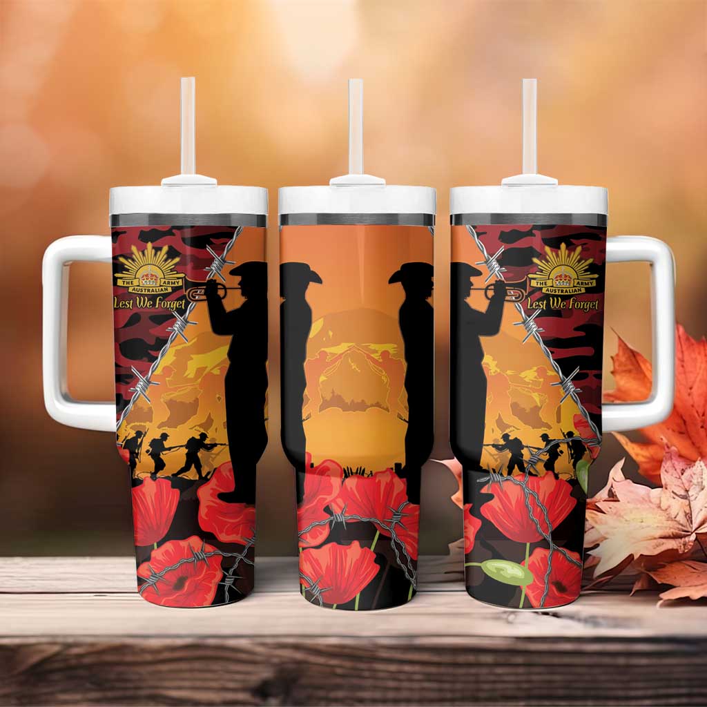 ANZAC Lest We Forget Tumbler With Handle Australian Army Poppy Tribute
