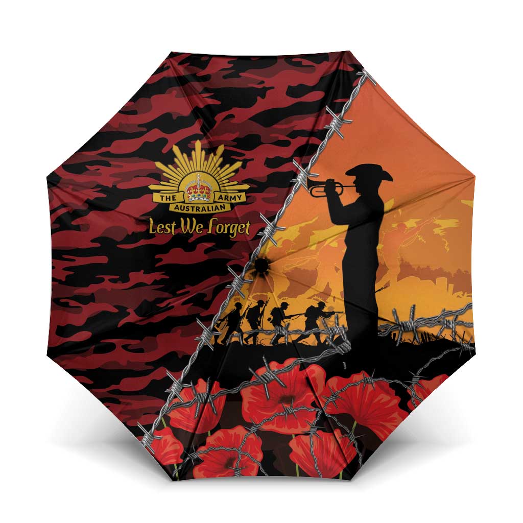 ANZAC Lest We Forget Umbrella Australian Army Poppy Tribute