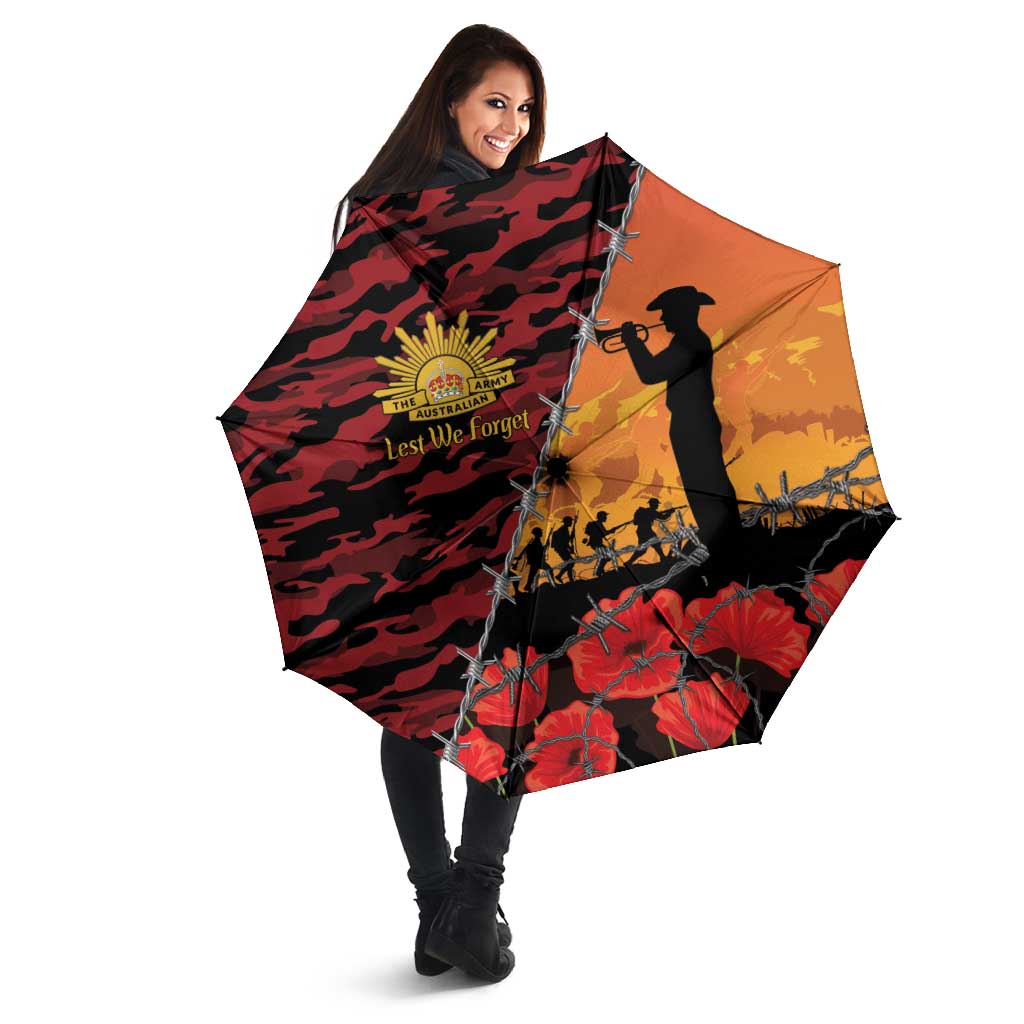 ANZAC Lest We Forget Umbrella Australian Army Poppy Tribute