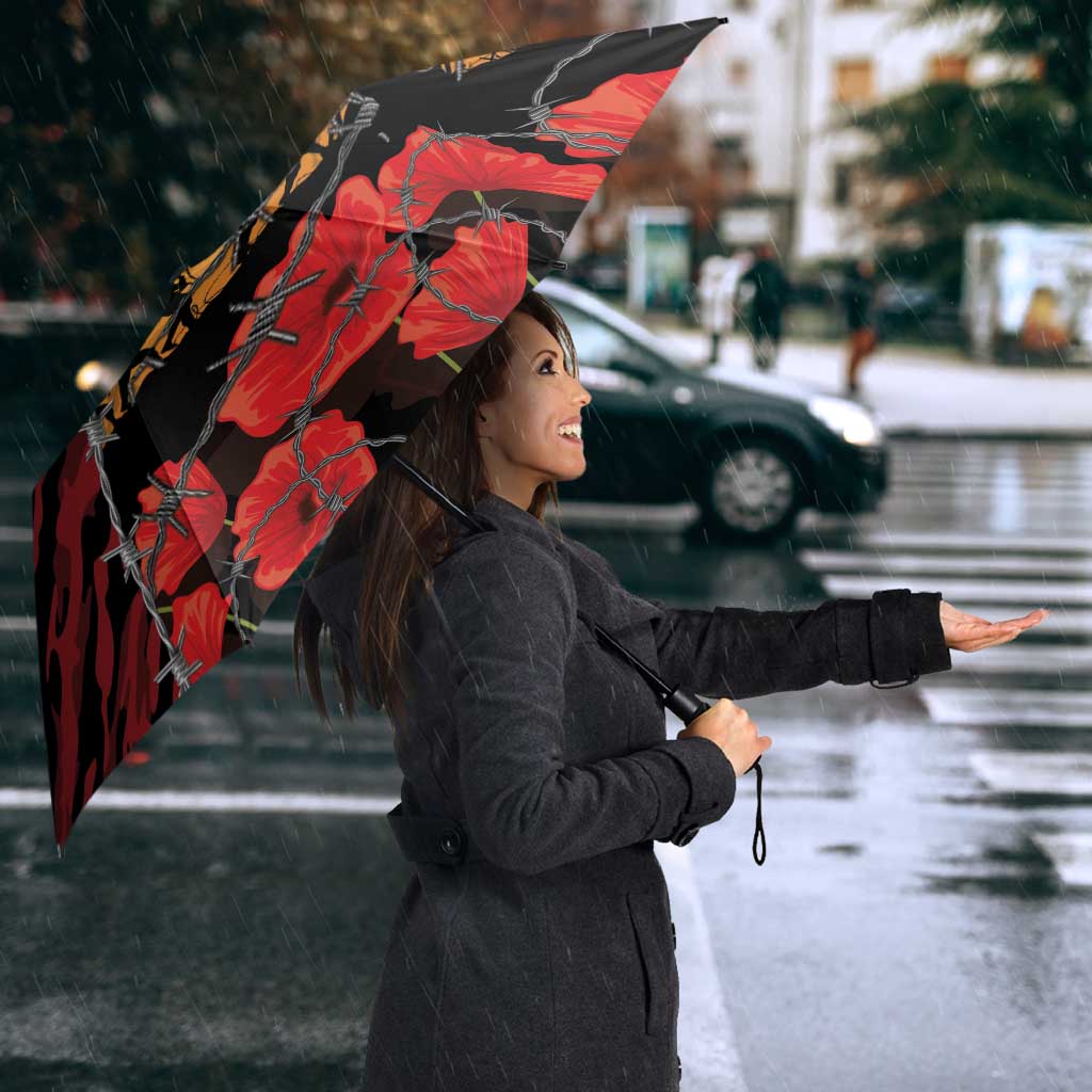 ANZAC Lest We Forget Umbrella Australian Army Poppy Tribute