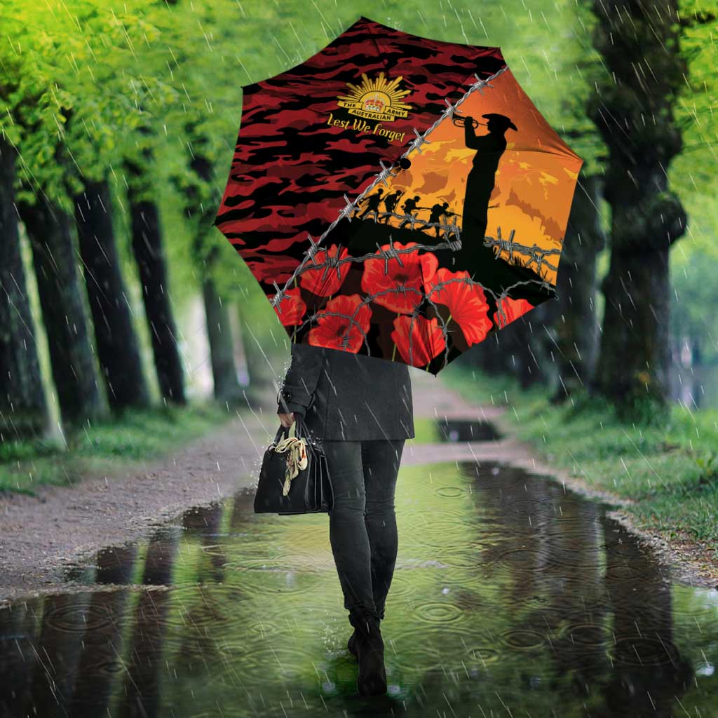 ANZAC Lest We Forget Umbrella Australian Army Poppy Tribute
