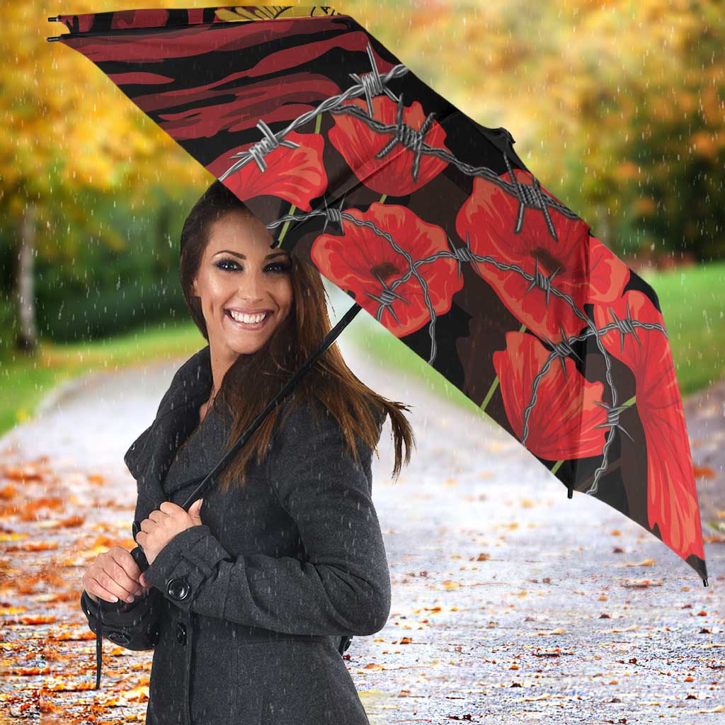 ANZAC Lest We Forget Umbrella Australian Army Poppy Tribute