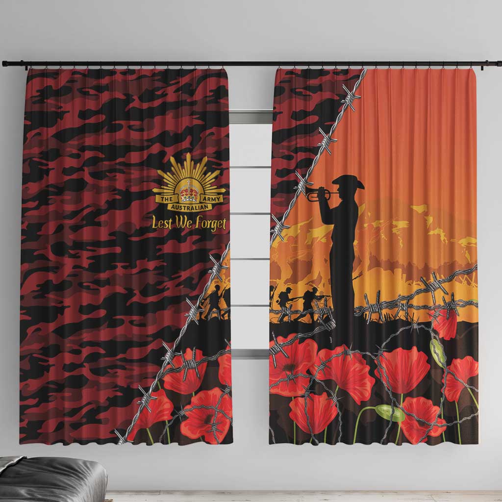 ANZAC Lest We Forget Window Curtain Australian Army Poppy Tribute
