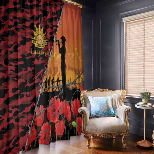 ANZAC Lest We Forget Window Curtain Australian Army Poppy Tribute